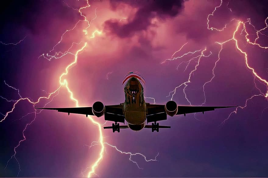 plane-lightning-aircraft-airplane-sky-flight-storm-aviation-clouds